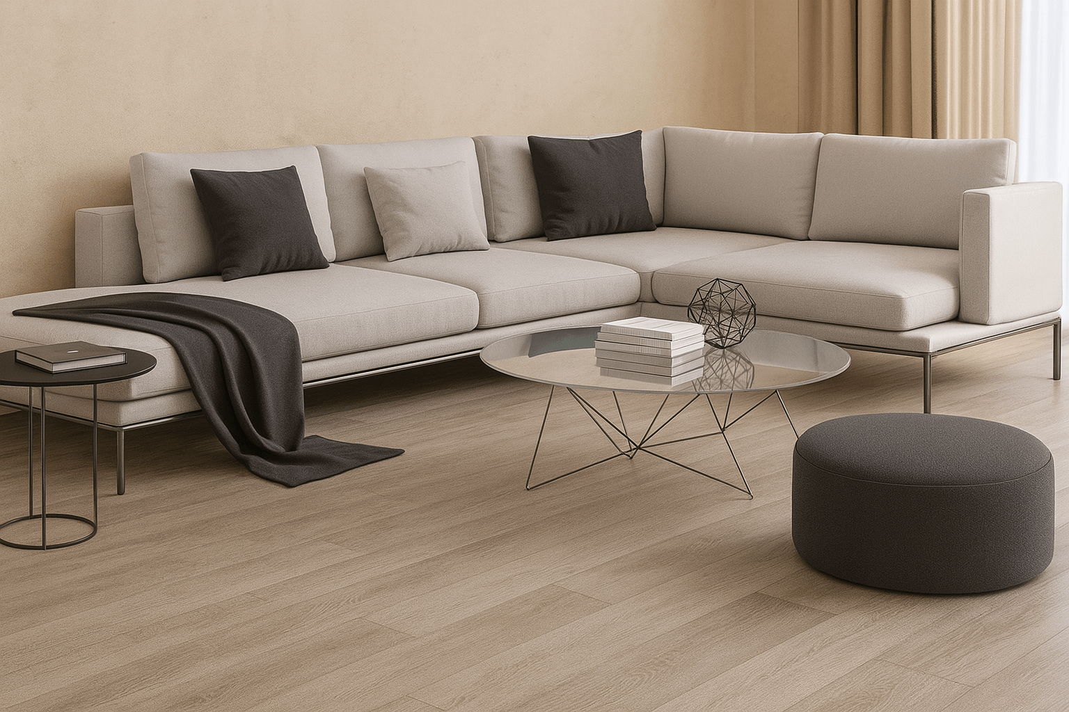 Flooring installation in modern living room